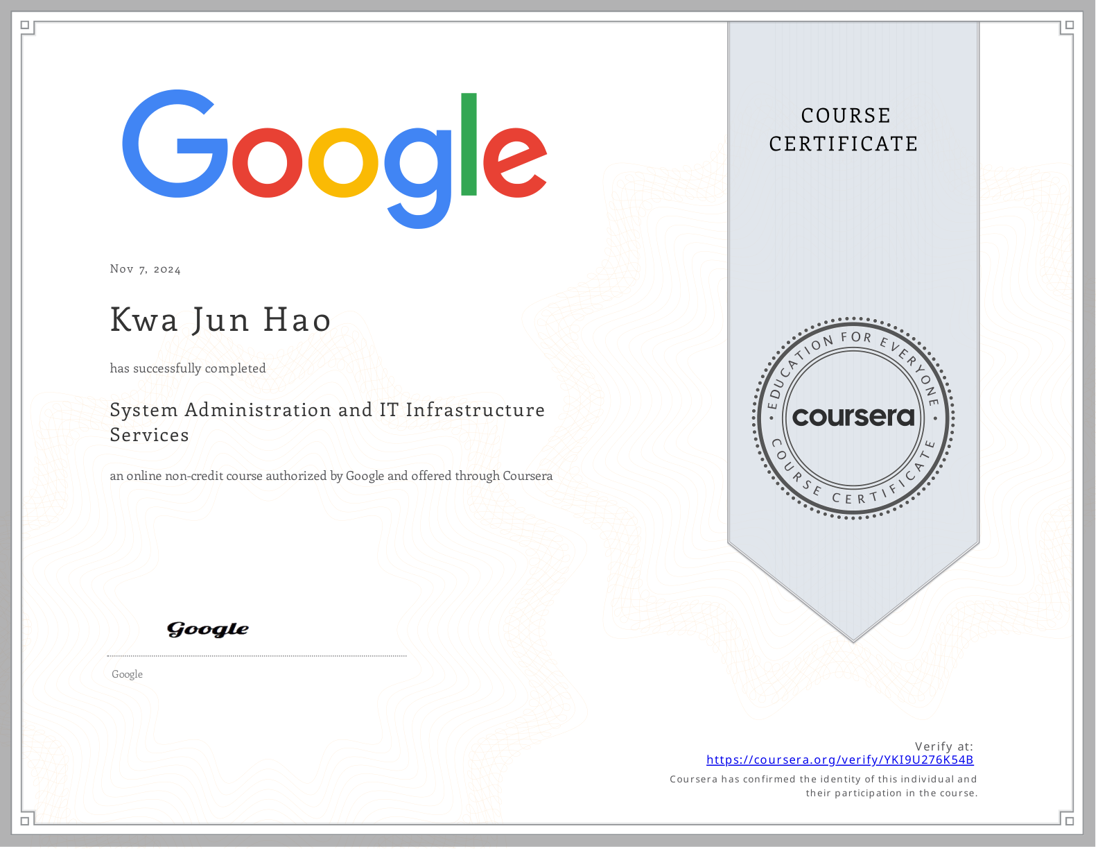 System Administration Certificate