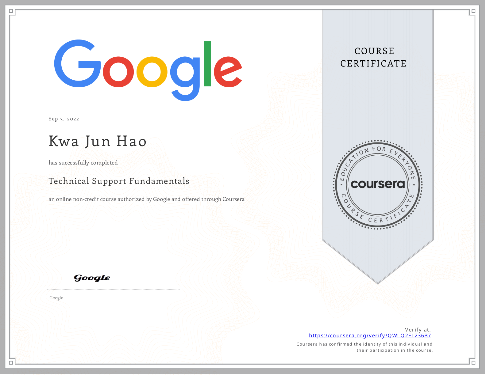 Technical Support Certificate